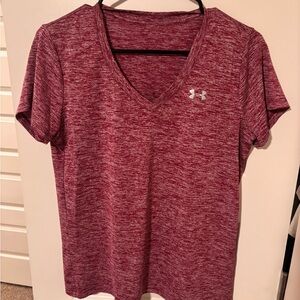 Under Armour Women's Heathered Burgundy V-Neck Tee